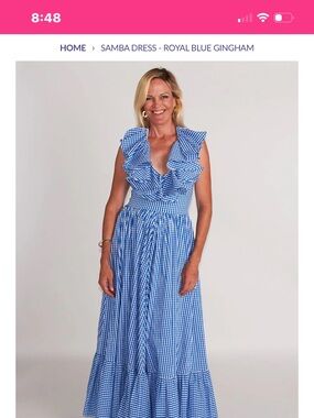 CK Bradley SAMBA maxi dress. Floral Ruffle Halter Maxi Dress in Pink & Green.